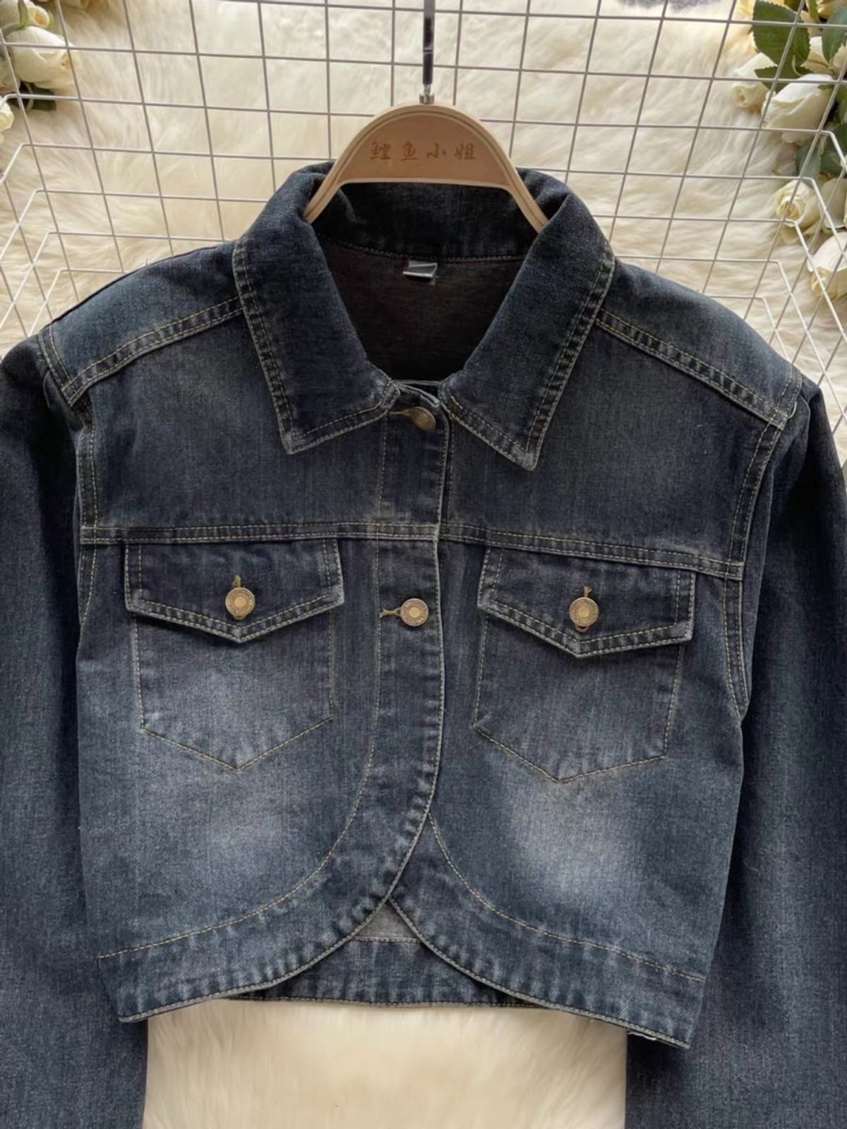 For the girls only cropped denim jacket  JZZ735 image