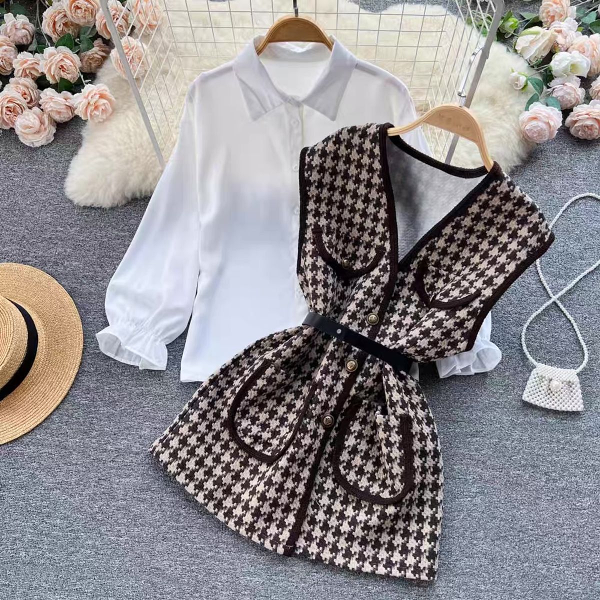 Pure innocence shirt & plaid jacket SDZZ589 image