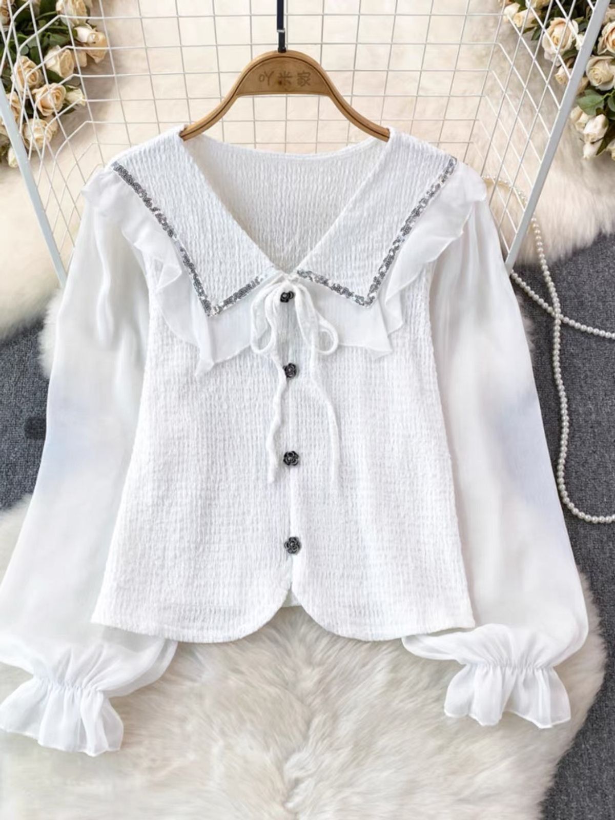 Cherry season ruffle top TZZ1726 image