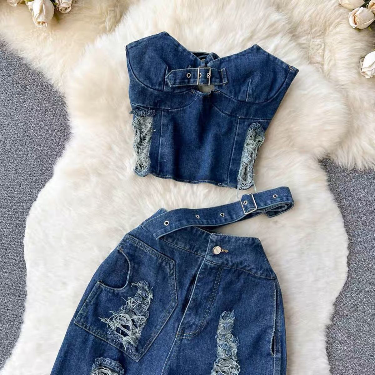 Distressed baby denim set TPZZ1946 image