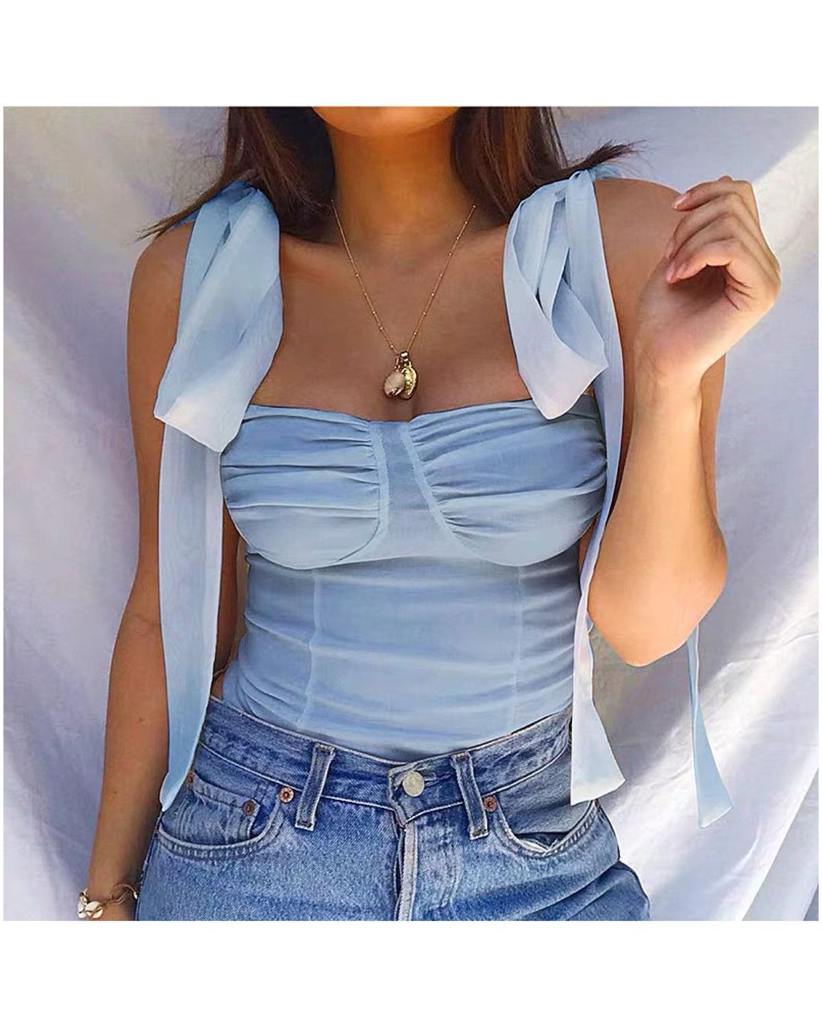 Dreamy shoulder strap top TZZ101 image