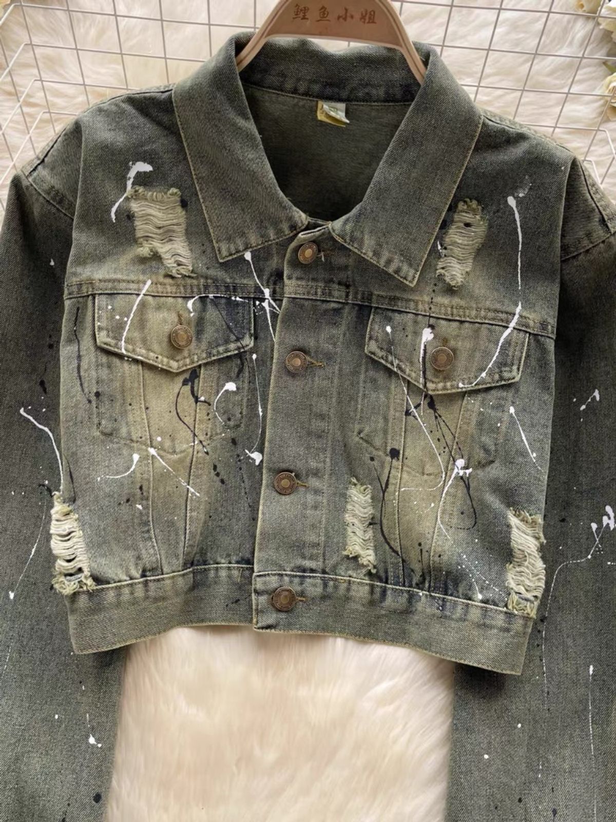 Hearts of hearts designer crop denim jacket JZZ734 image