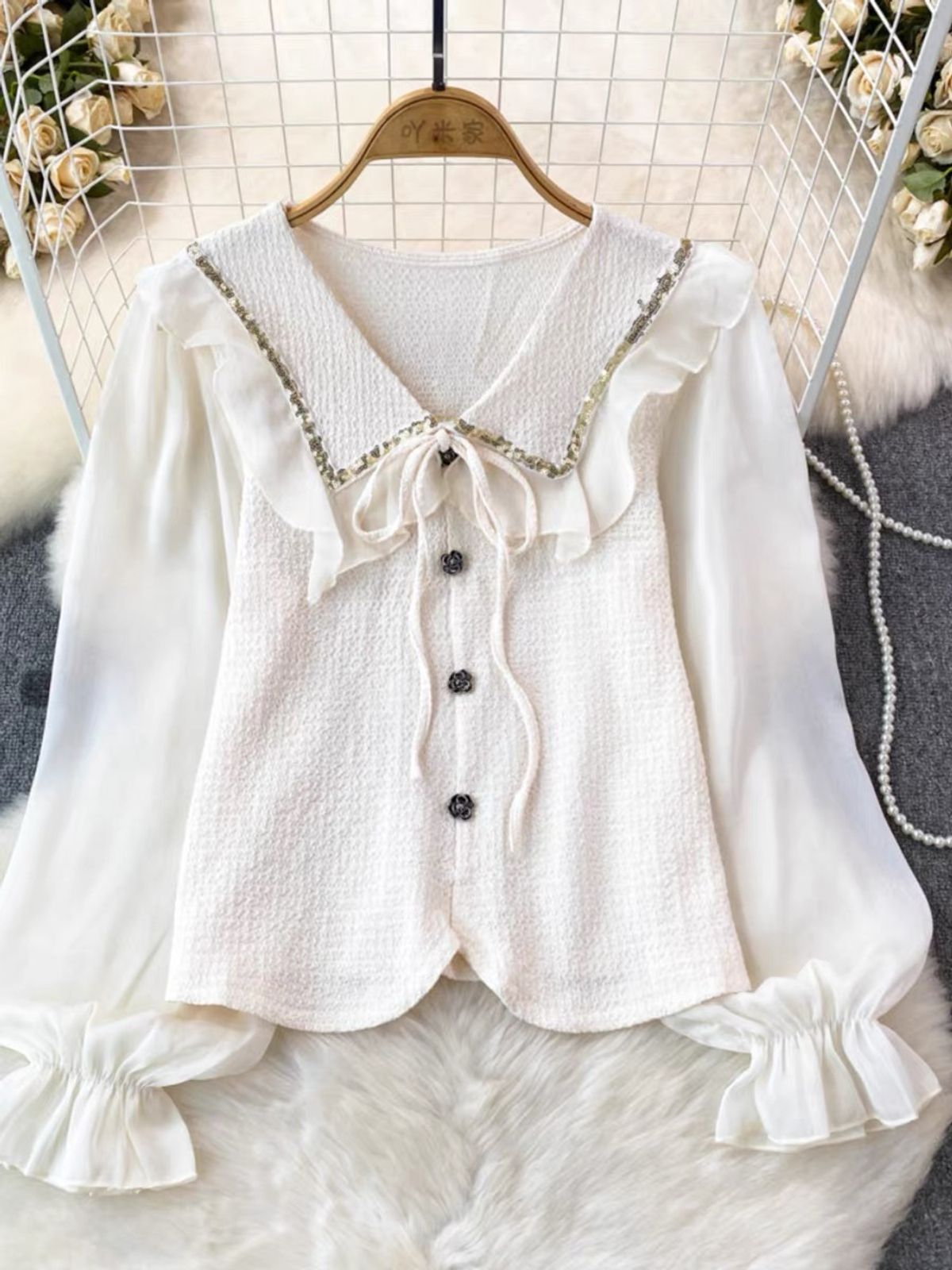 Cherry season ruffle top TZZ1726 image