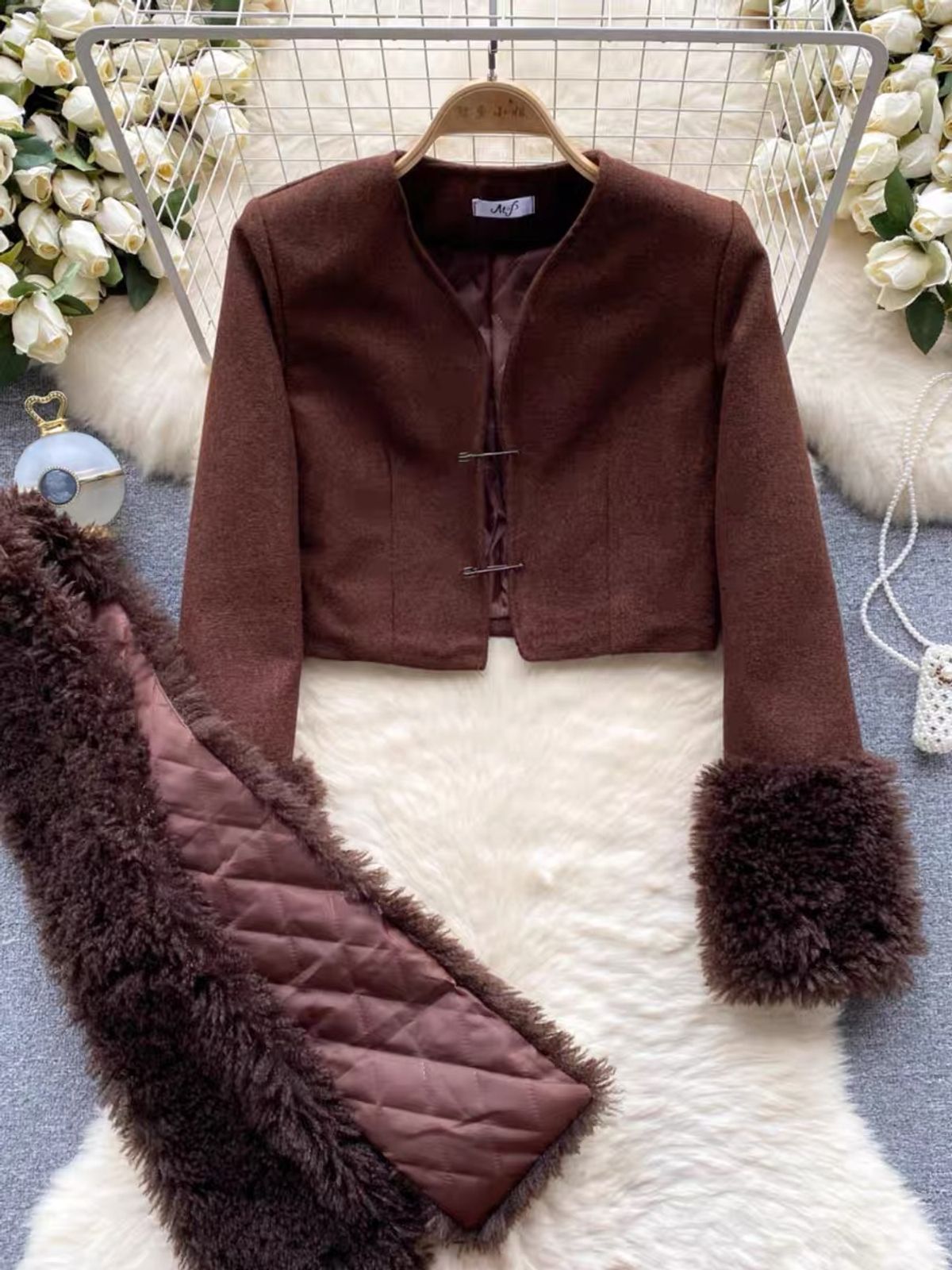 Better night out cropped fur jacket JZZ659 image