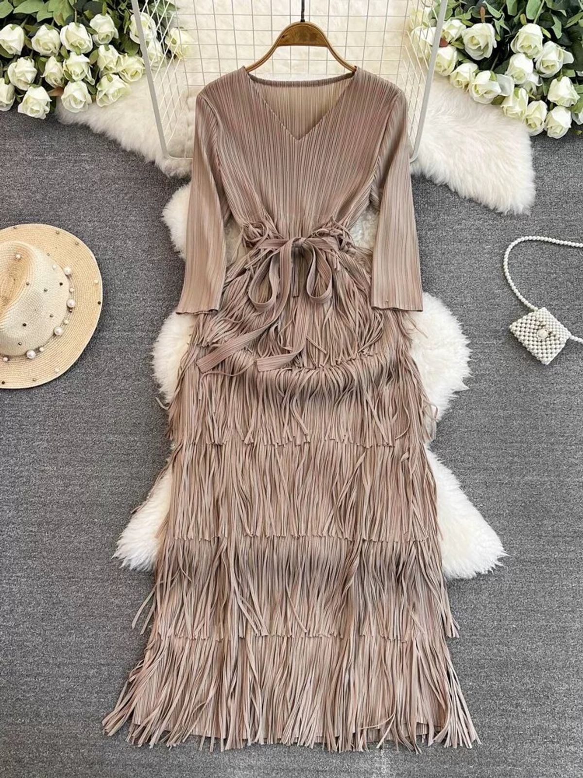 Stay with me fringe miyaki dress FD591 image