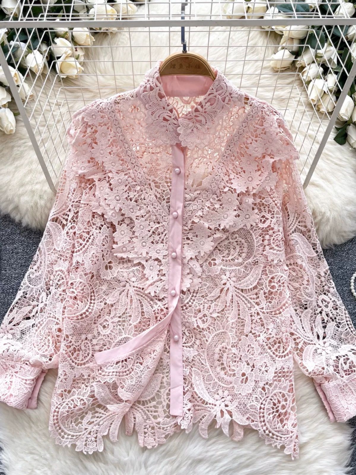 Hot fix lace shirt S138 image