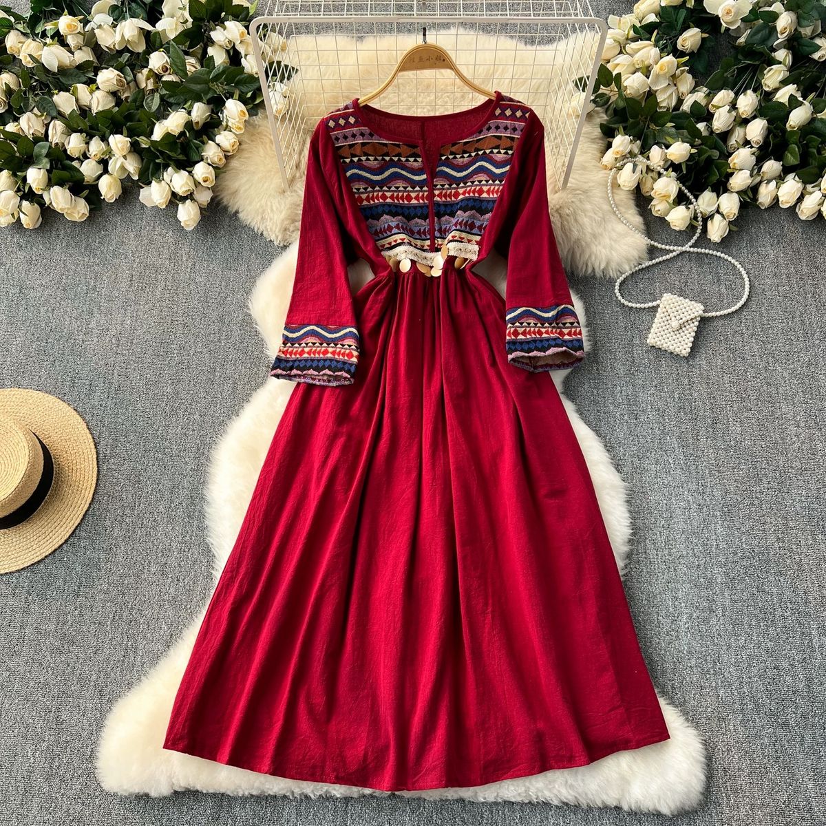 Vacation mode embroidery dress CD1193 image