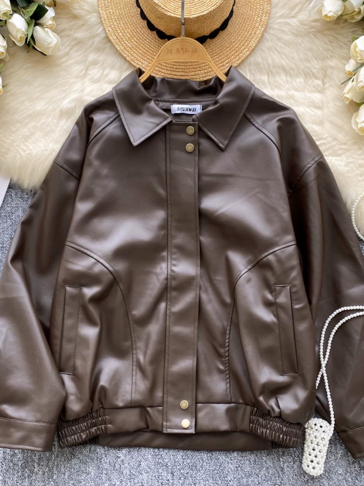 Babe alert leather jacket LJ104 image