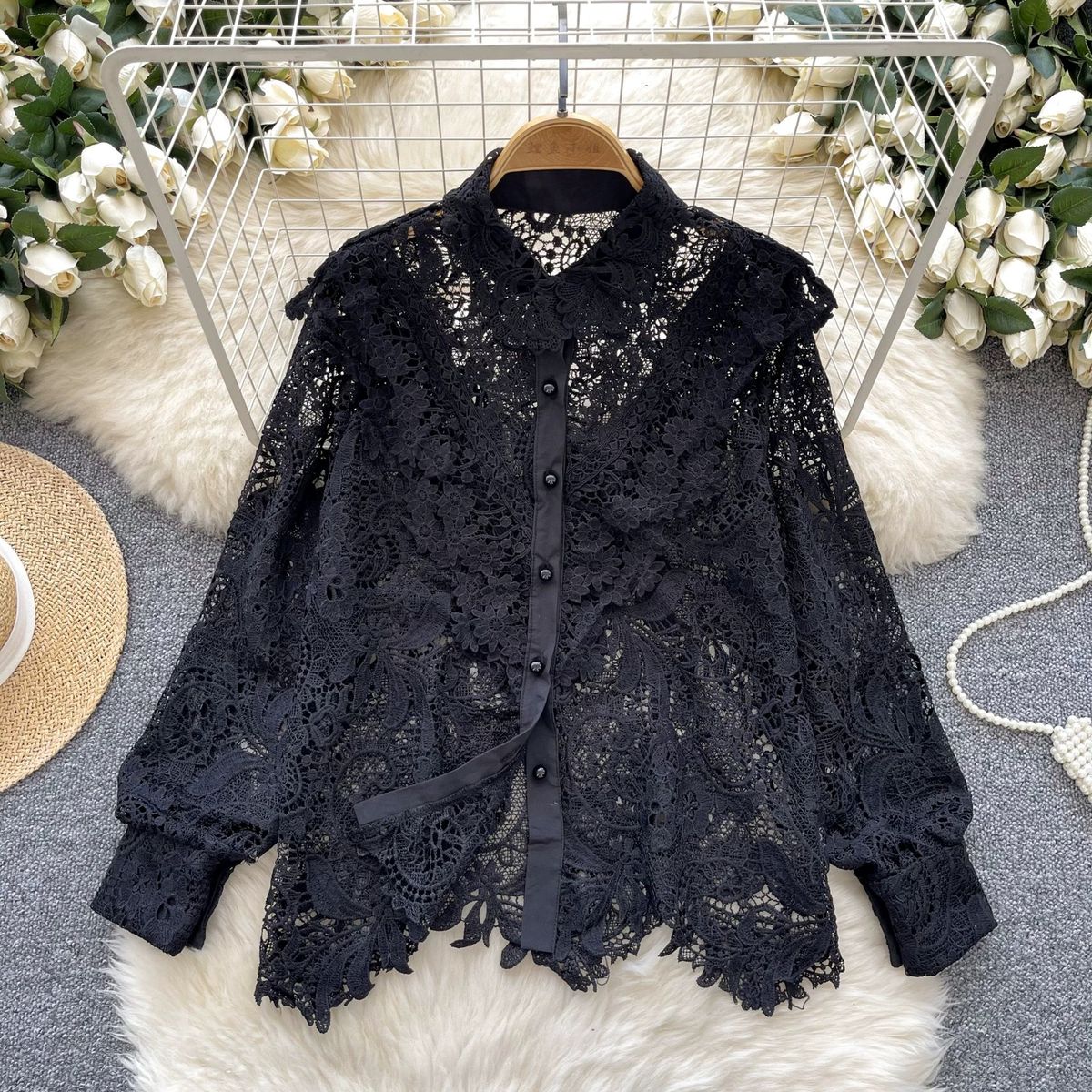 Hot fix lace shirt S138 image