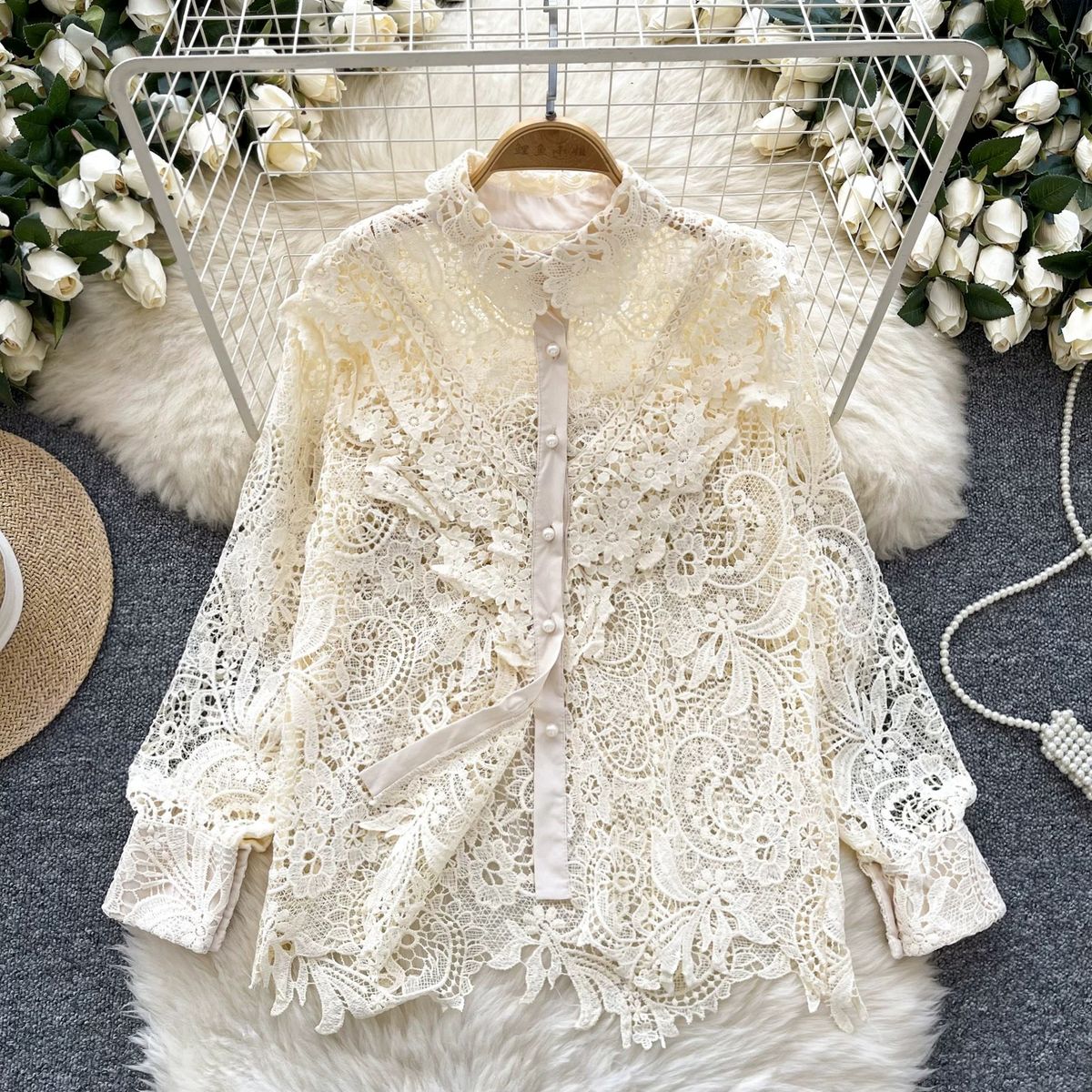 Hot fix lace shirt S138 image