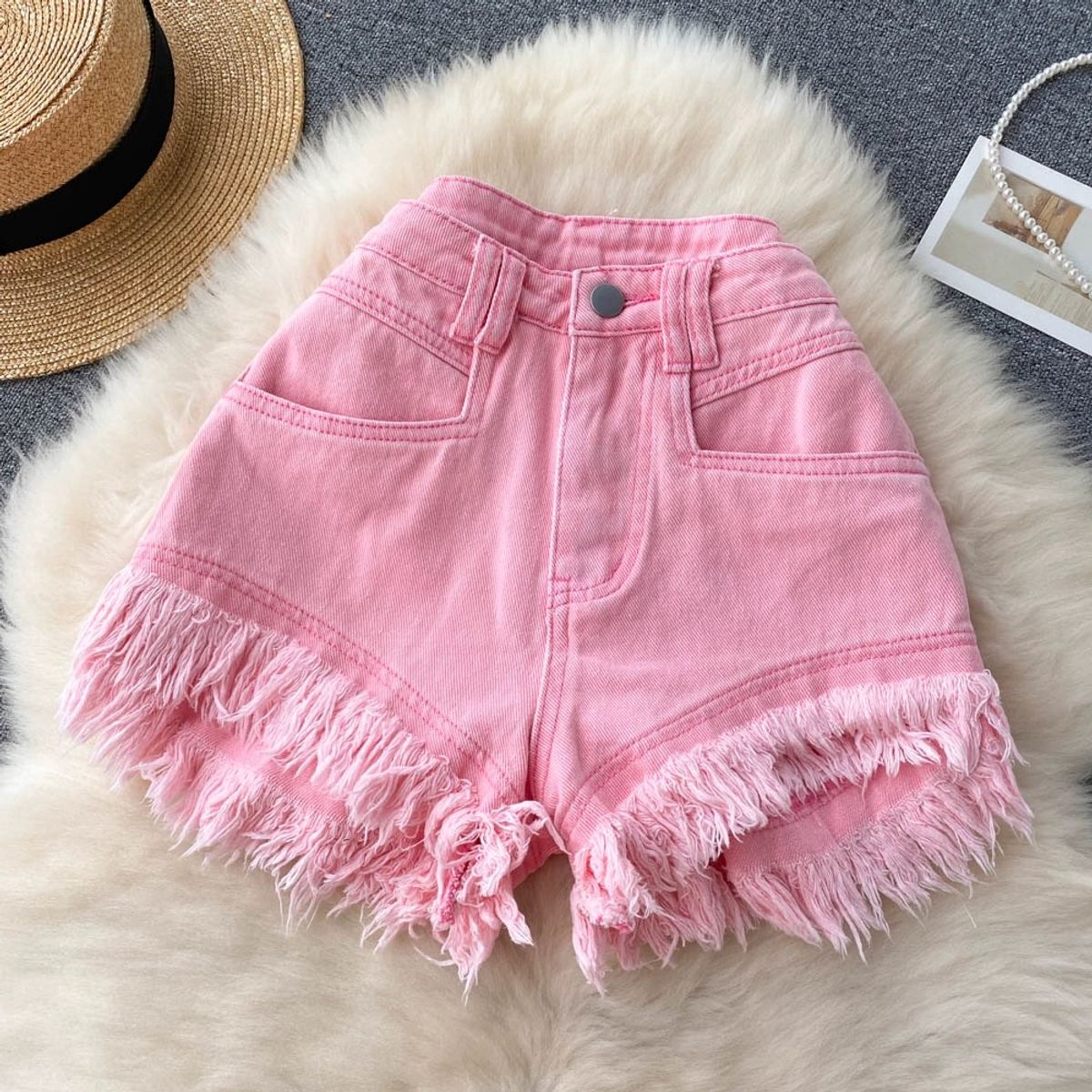 Denim drapes slay shorts DS111 image