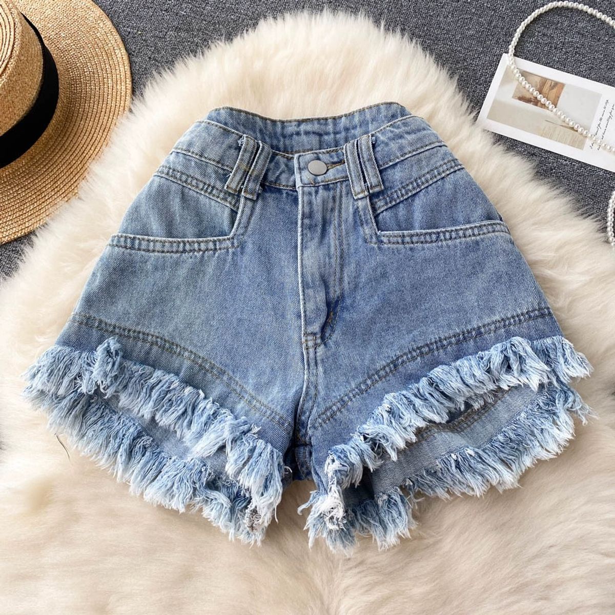 Denim drapes slay shorts DS111 image