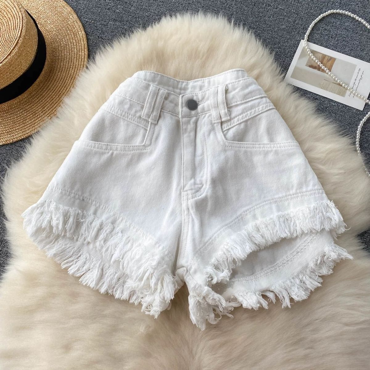 Denim drapes slay shorts DS111 image