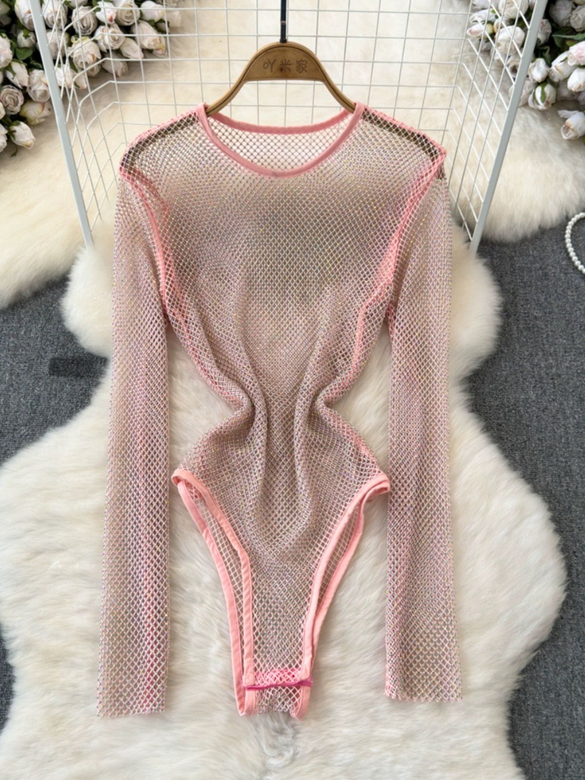 Nicki rhinestone net bodysuit BS134 image