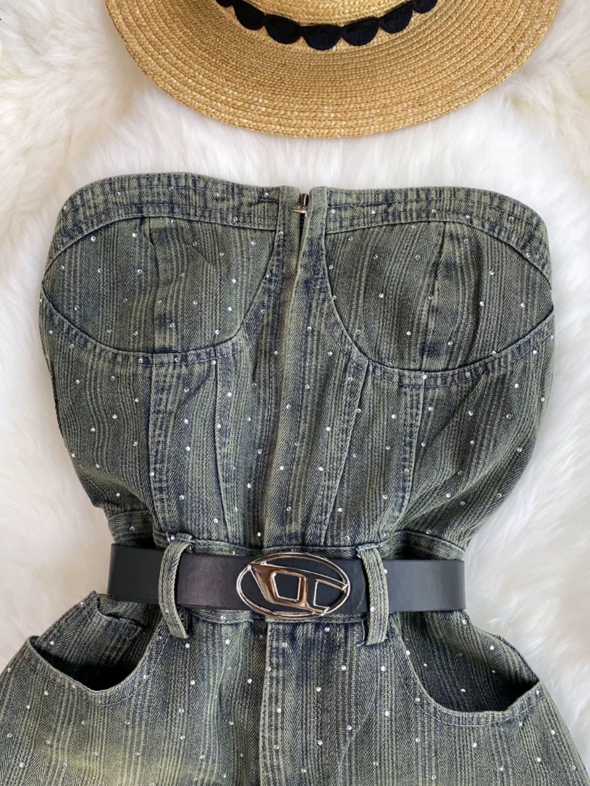 Cece denim jumpsuit & belt DJS106 image