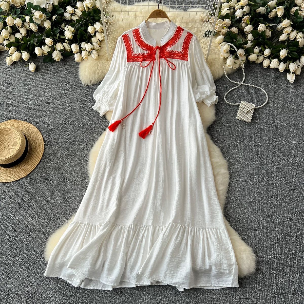 Full of color embroidery dress CD849 image