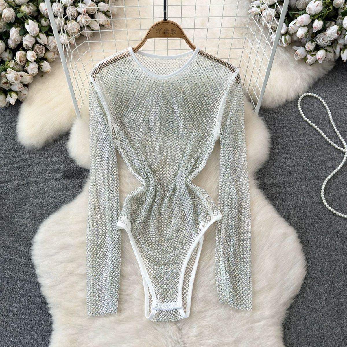 Nicki rhinestone net bodysuit BS134 image