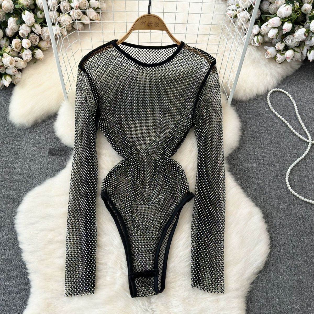 Nicki rhinestone net bodysuit BS134 image