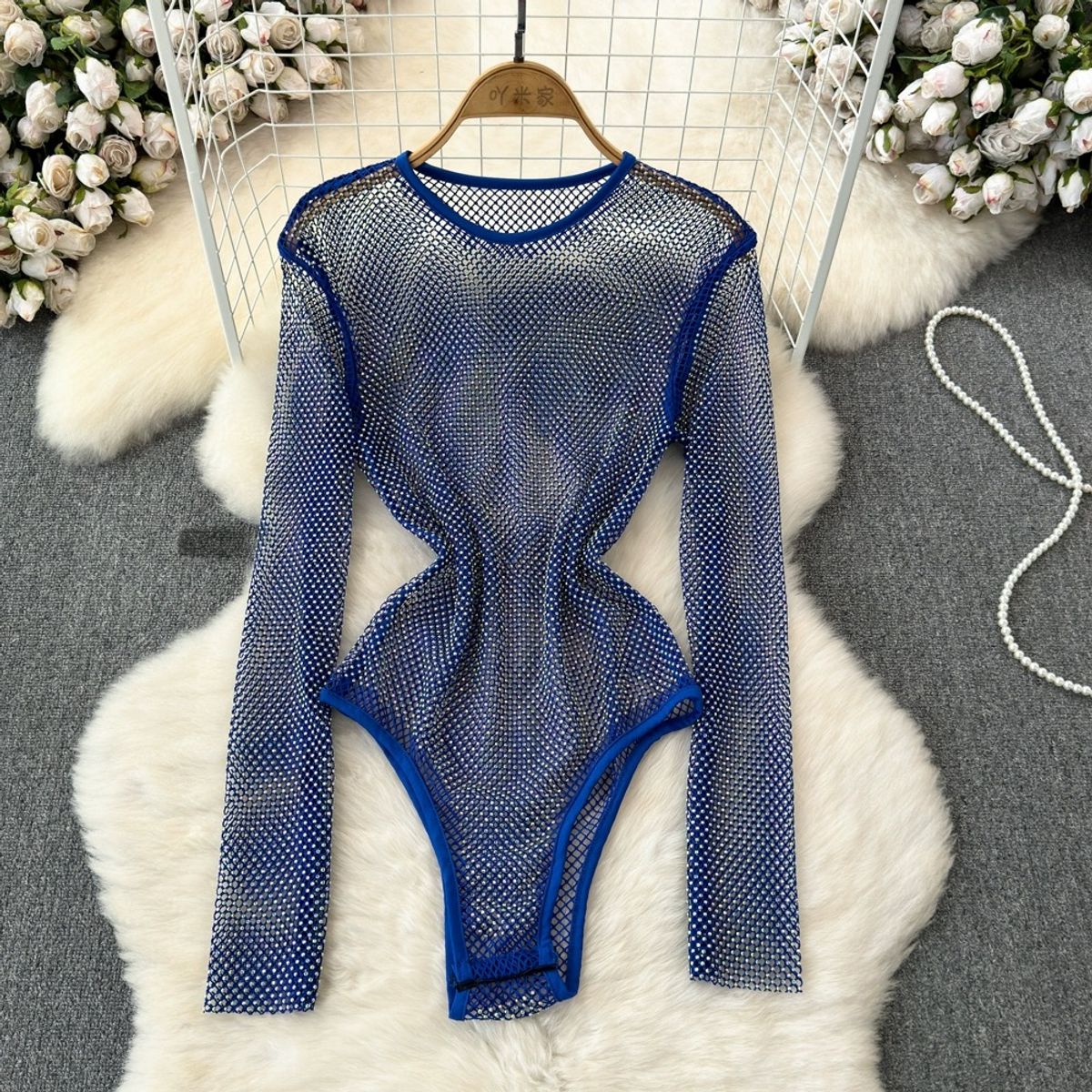 Nicki rhinestone net bodysuit BS134 image