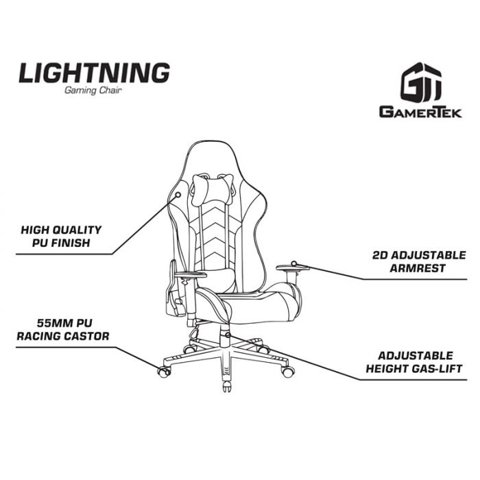 GamerTek Lightning RGB Gaming Chair Blue & Black