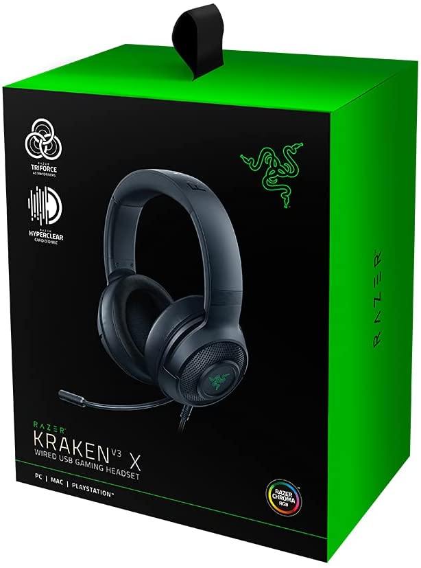 Razer Kraken V3 X, Wired USB Gaming Headset - Black