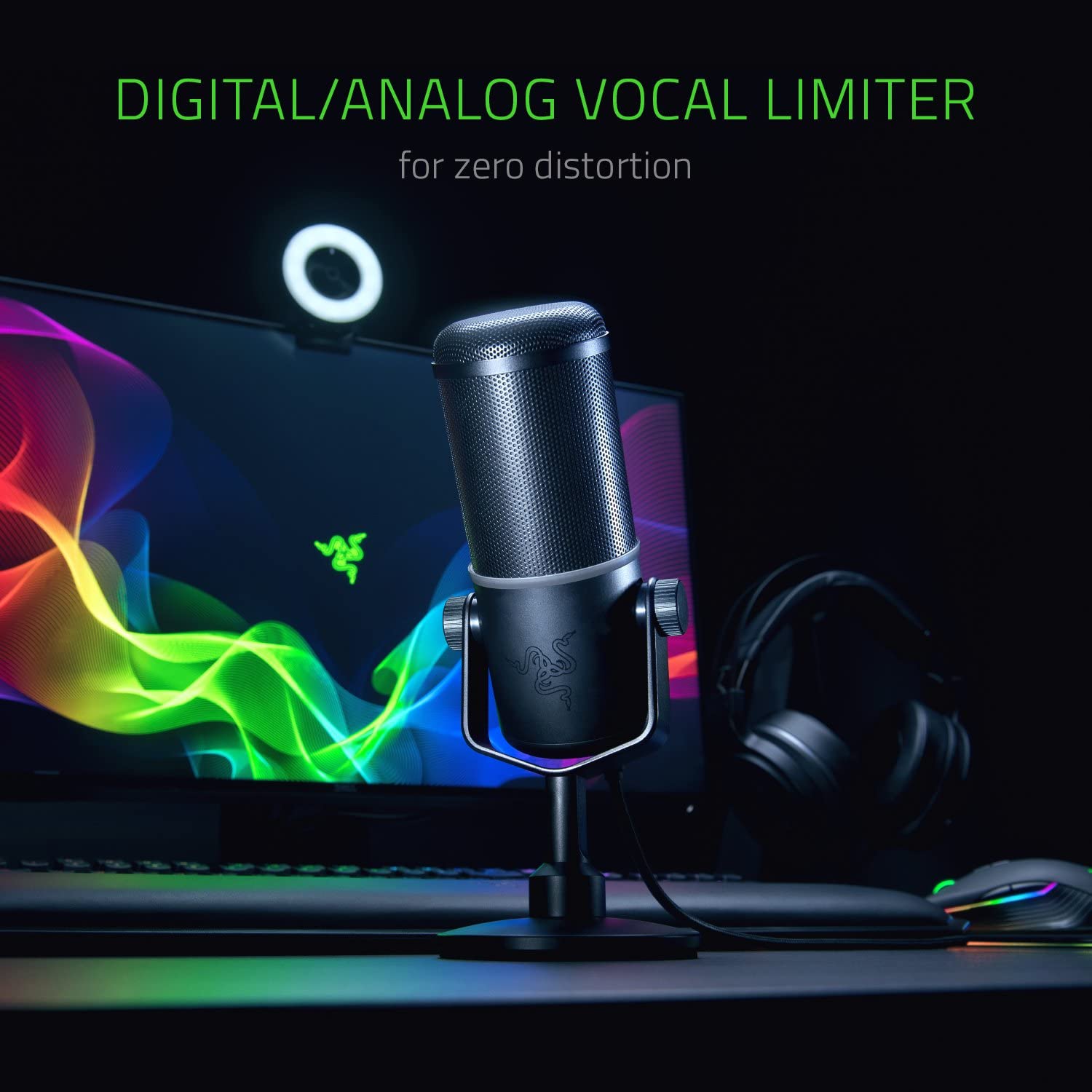 Razer Seiren Elite - Professional Grade High-Pass Filter USB Microphone, Shock Resistant - Black