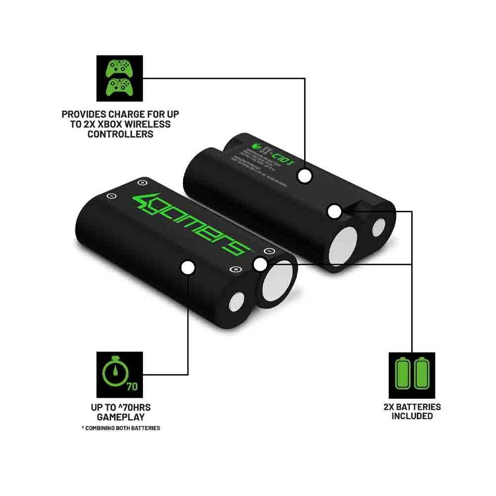 4Gamers Xbox SX-C10 Rechargeable Batteries Twin Pack (Black) - Xbox Series X