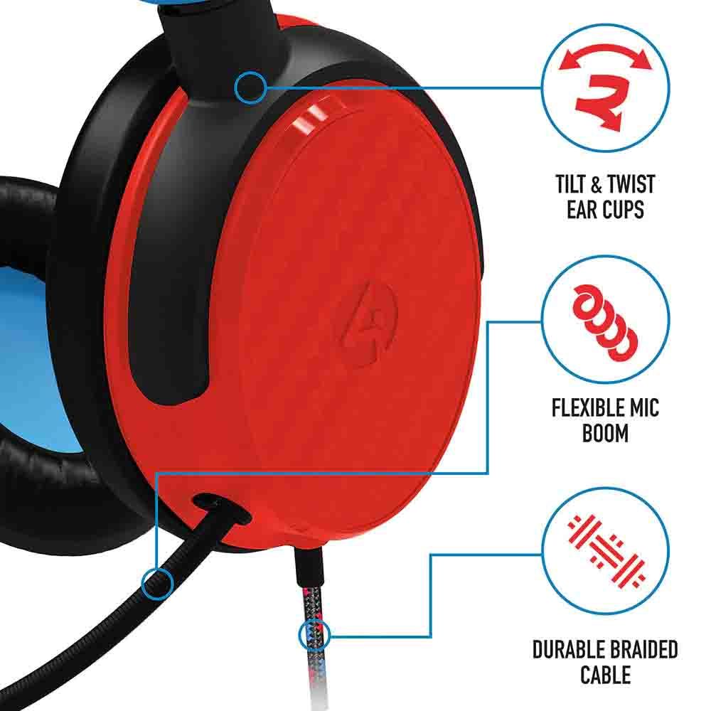 4Gamers C6-100 Wired Gaming Headset (Neon Blue & Red)