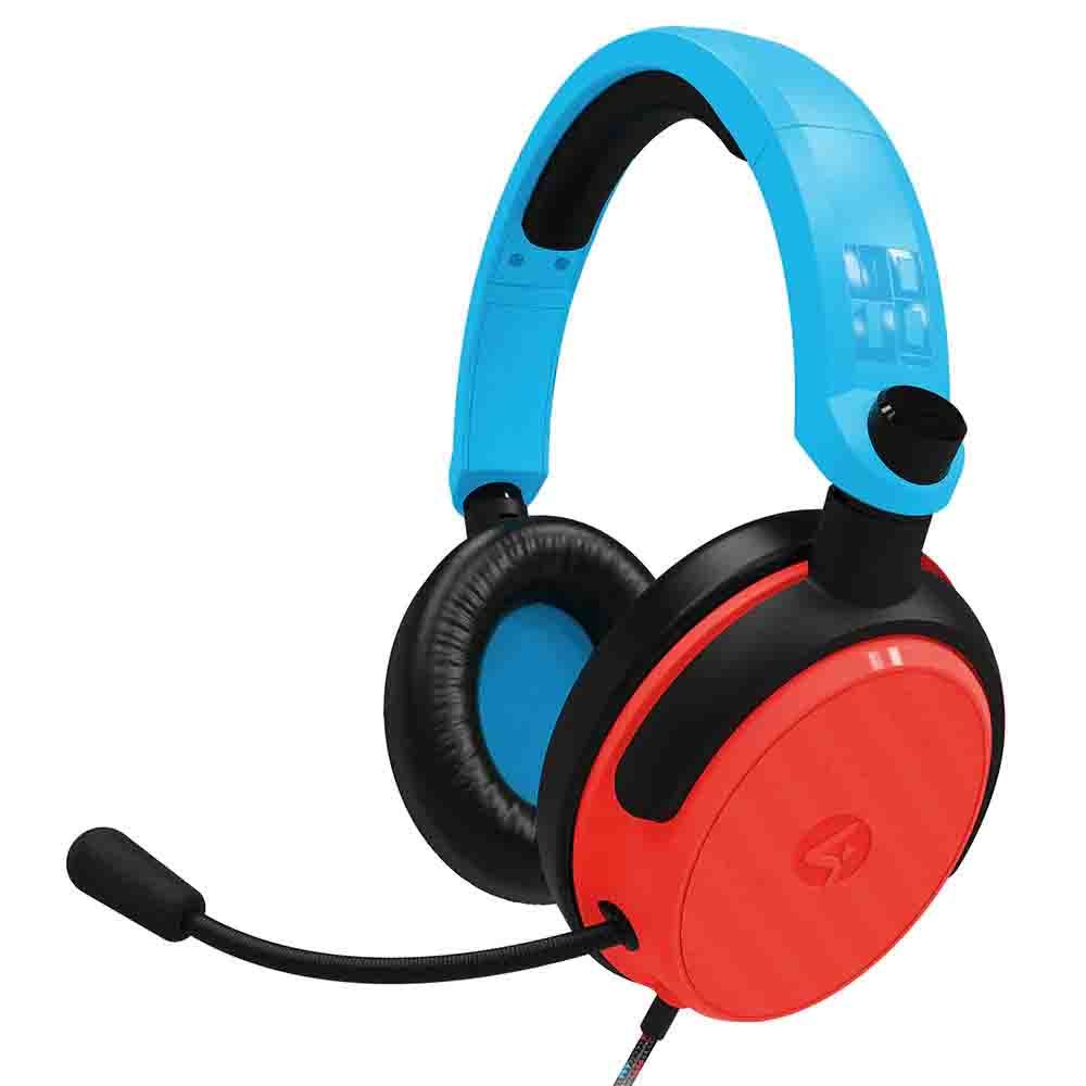4Gamers C6-100 Wired Gaming Headset (Neon Blue & Red)