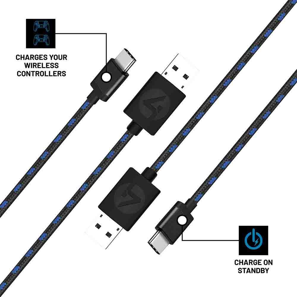 4Gamers PS5 3m Superfast Play & Charge Cables Twin Pack