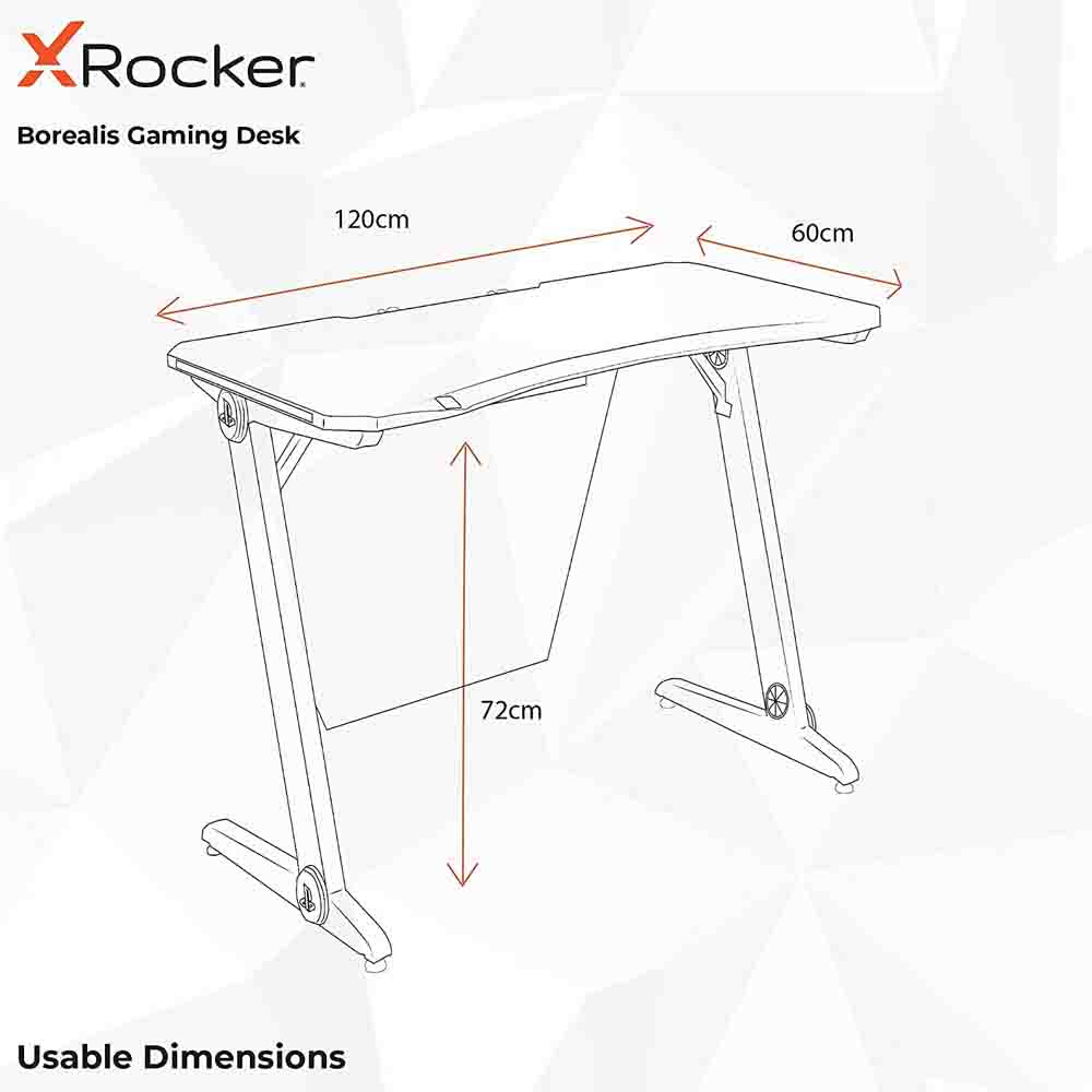 Xrocker Official Playstation Gaming Desk Led Lights Pc Office Workstation Borealis Rgb