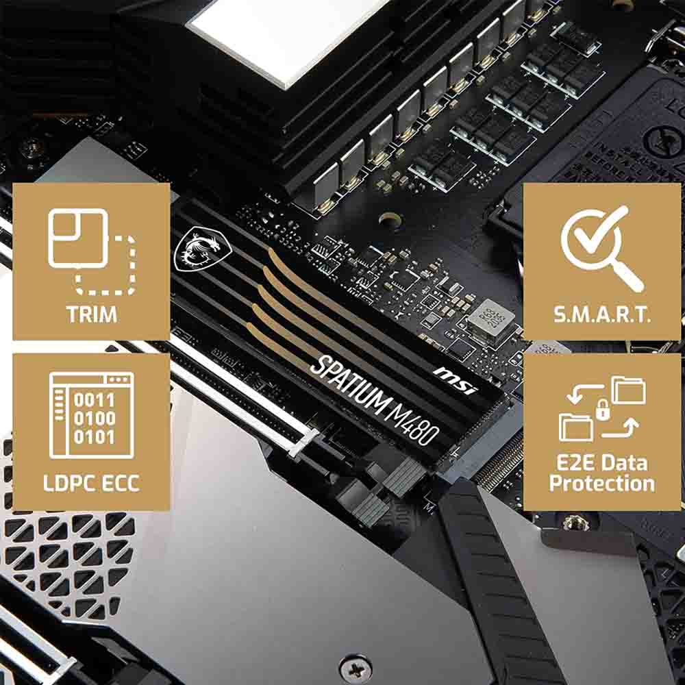 Msi Spatium M480 Pcie 4.0 Nvme M.2 1Tb Internal Ssd Pcie Gen4 Nvme 1.4 3D Nand 1400 Tbw (Spatium M480 Pcie 4.0 Nvme M.2 1Tb)