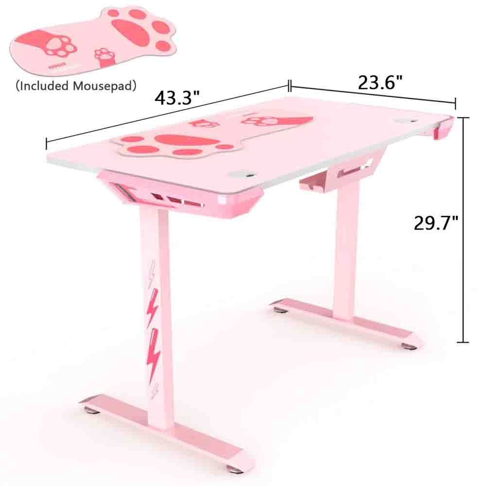 Eureka Gaming Venus I1S 44" Pink Gaming Computer Desk