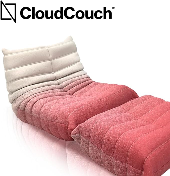 NAVO Cloud Couch, Single Seated Foam Sofa (InfinityWeave, MILKY RED - Sofa & Ottoman)