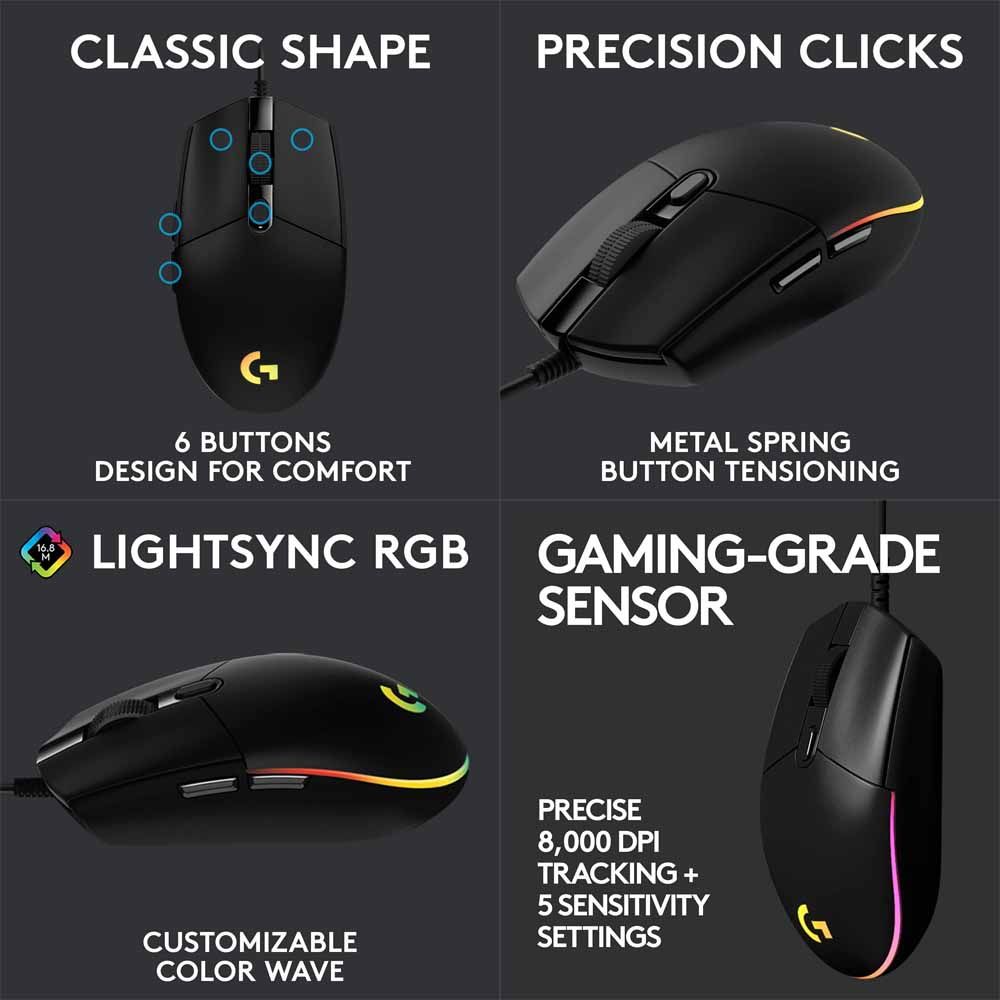 Logitech G102 Wired Gaming Mouse Black