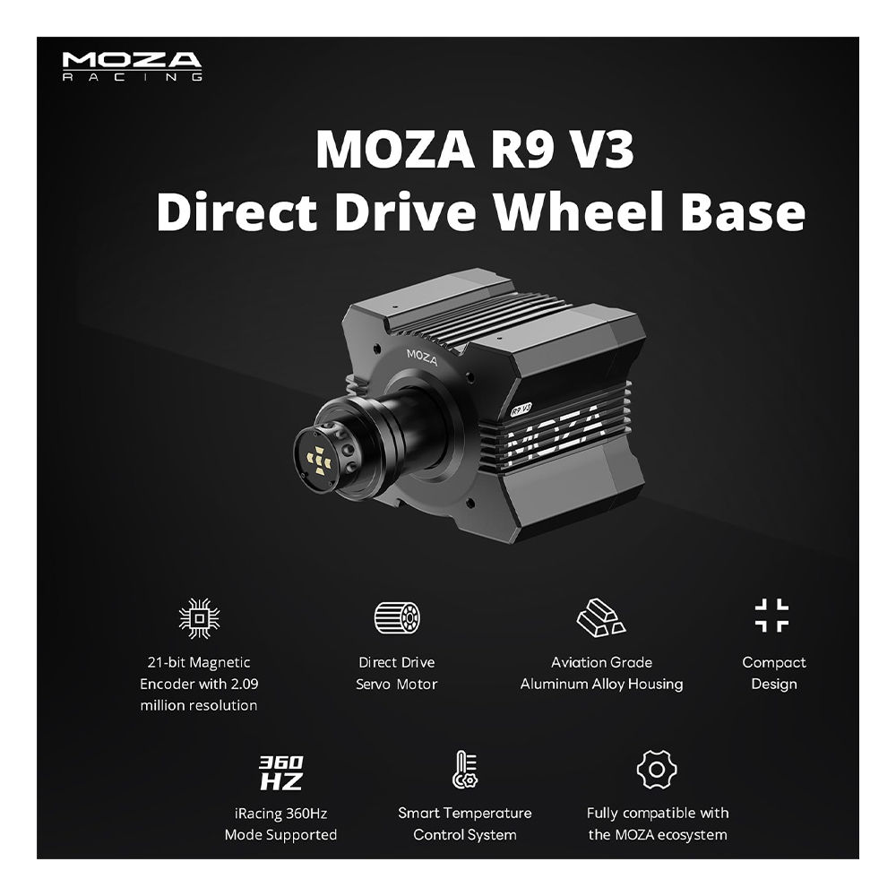 MOZA R9 V3 Direct Drive Servo Motor Sim Racing Steering Wheel Base