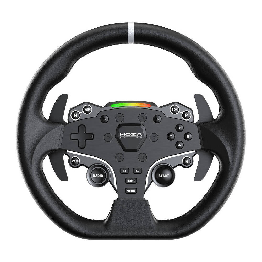 MOZA R5 Bundle, 5.5 Nm of Torque from Direct Drive Power, Aeroplane Grade Aluminum / Hand-made Stitch Leather / High-Strength Steel, Adjustable Spacing and Height, Black | R5 Bundle