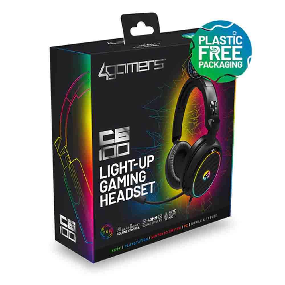 4Gamers C6-100 Light Up Gaming Headset for XBOX, PS4/PS5, Switch, PC