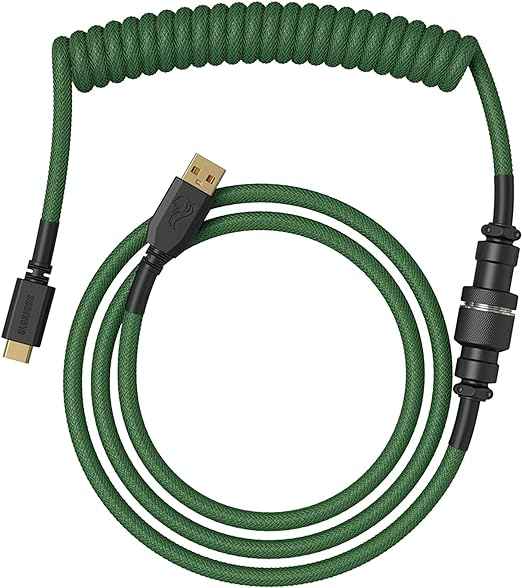 Glorious PC Gaming Race Coiled Cable Forest Green, USB-C auf USB-A Spiral cable - 1,37m, grün