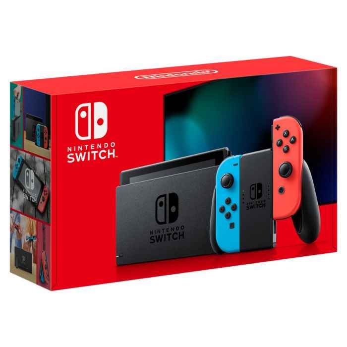 Nintendo Switch Console with Improved Battery and Neon Red & Blue Joy-Con