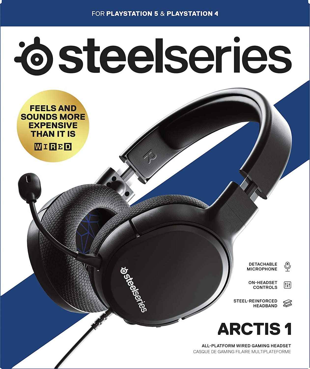 SteelSeries Arctis 1 Wired Gaming Headset – Detachable Clearcast Microphone  – Lightweight Steel-Reinforced Headband – for PC, PS4, Xbox, Nintendo  Switch and Lite, Mobile 