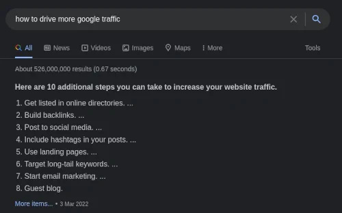 featured snippets