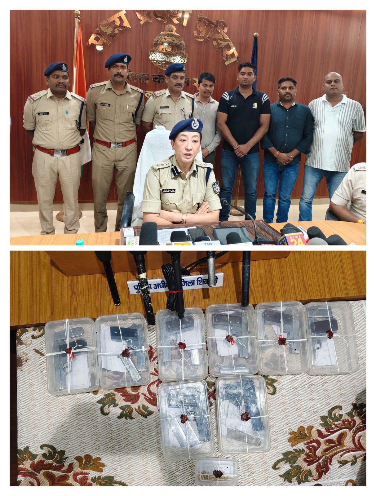 शिवपुरी पुलिस की बड़ी कार्यवाही, 8 पिस्टल और 10 जिंदा कारतूस के साथ कथित हथियार तस्कर गिरफ्तार, 3.50 लाख का माल जब्त