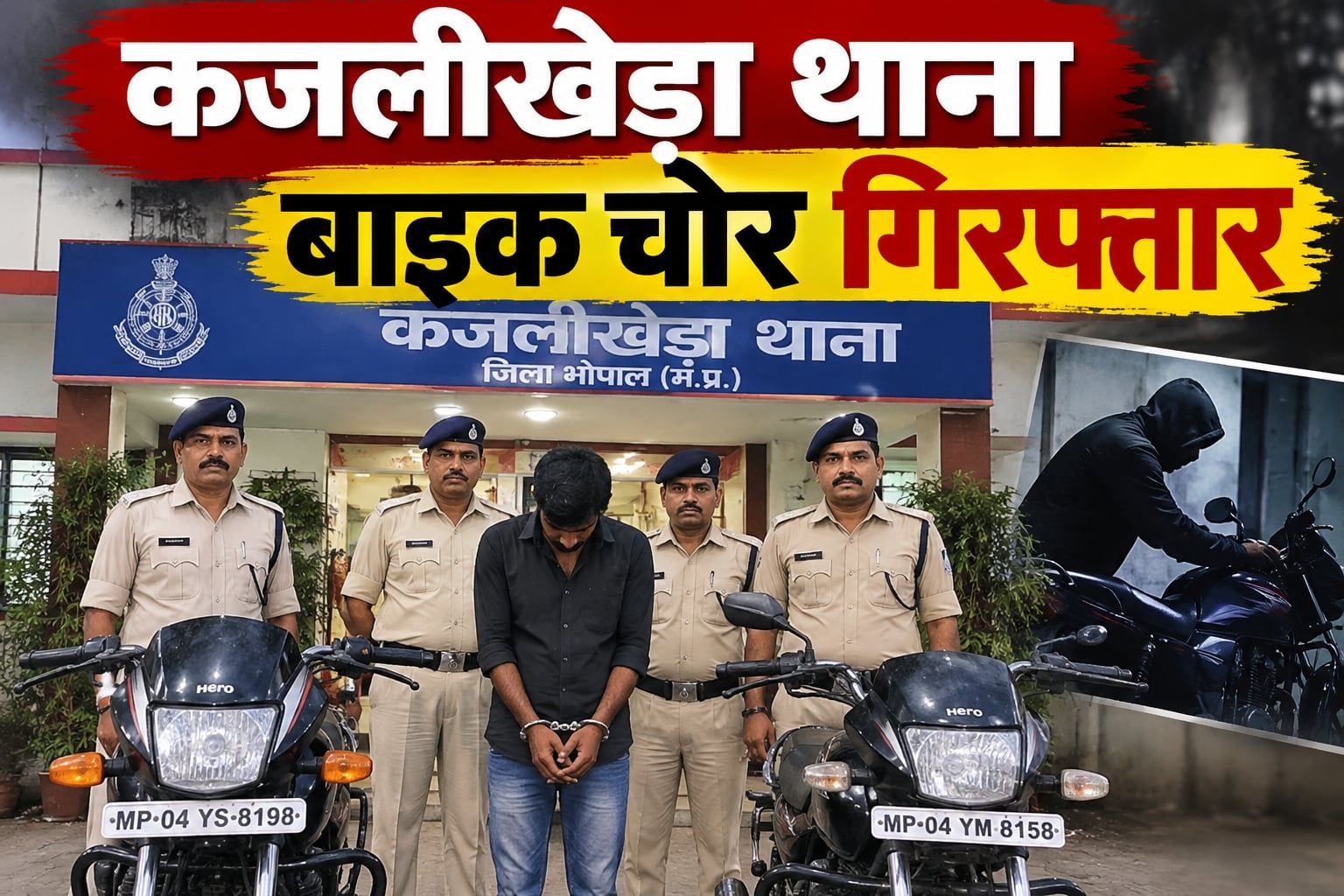 डी-मार्ट के सामने से बाइक चोरी करने वाला गिरफ्तार