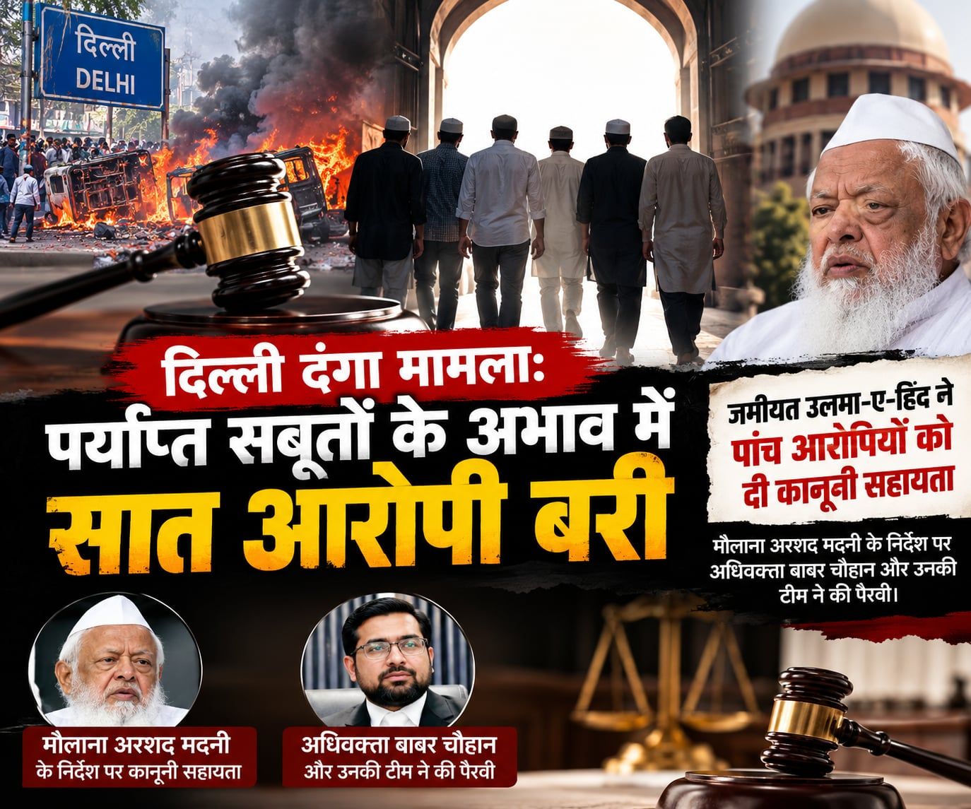 दिल्ली दंगा मामला: पर्याप्त सबूतों के अभाव में सात आरोपी बरी, जमीयत उलमा-ए-हिंद ने पांच आरोपियों को दी कानूनी सहायता