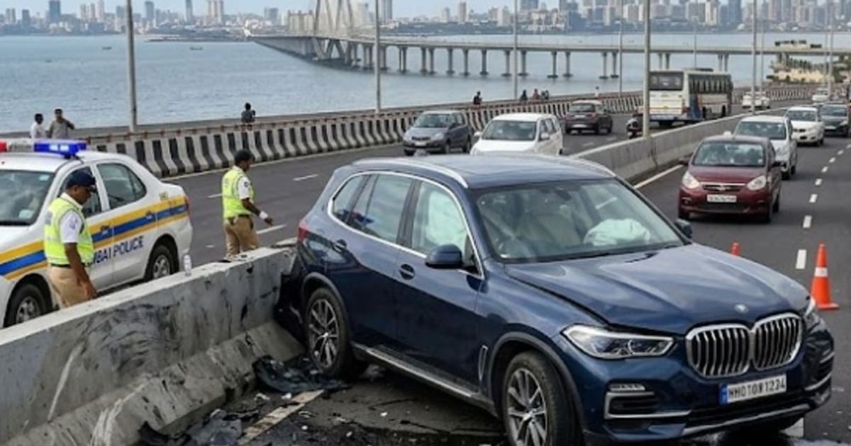 मुंबई में तेज रफ्तार BMW ने 4 लोगों को कुचला:3 की मौत, एक गंभीर; मरीन ड्राइव से हाजी अली जा रही थी कार