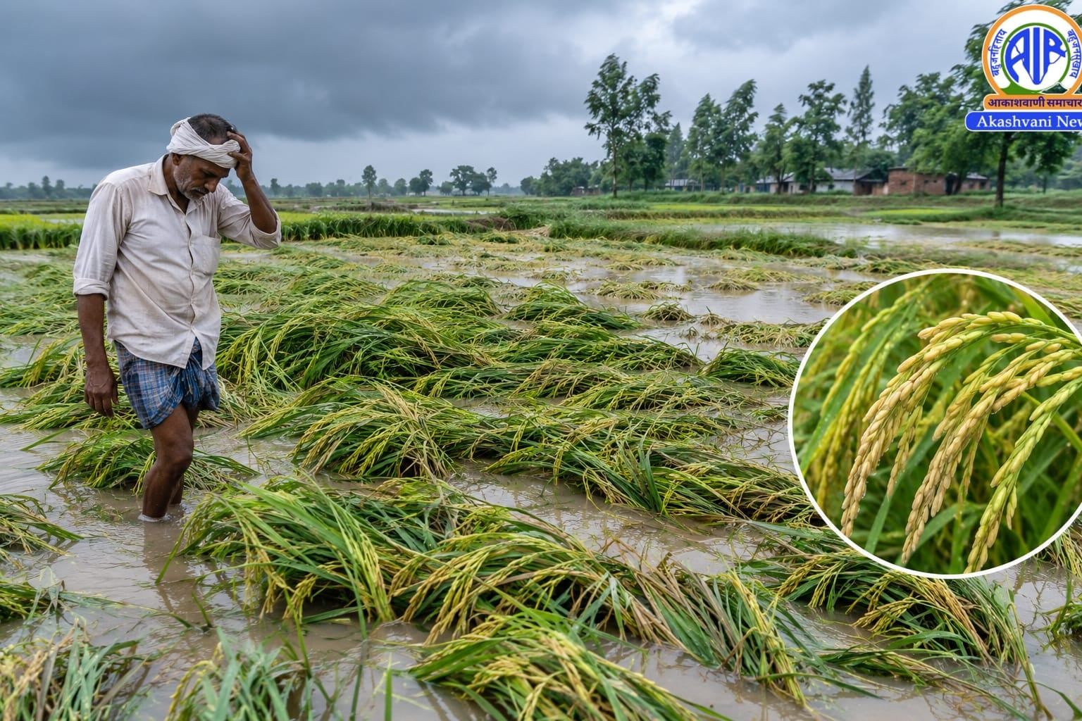 लगातार बारिश से धान की फसल पर संकट