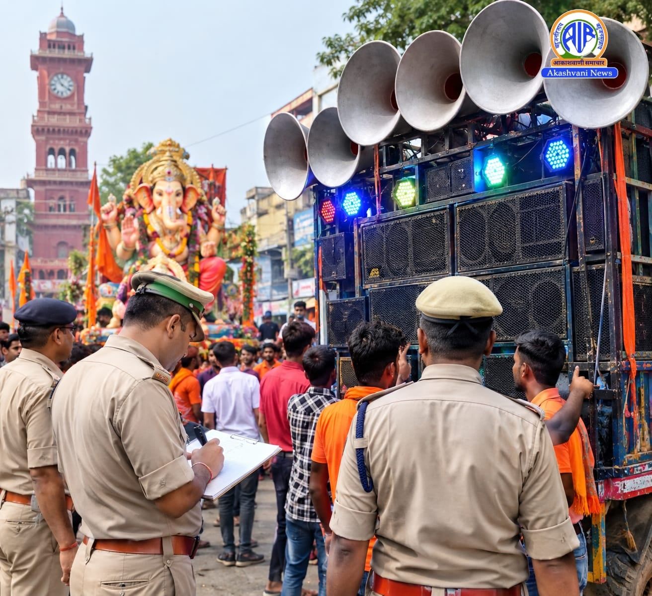 गणेश विसर्जन में डीजे की तेज आवाज को लेकर 12 लोगो पर एफआईआर दर्ज
