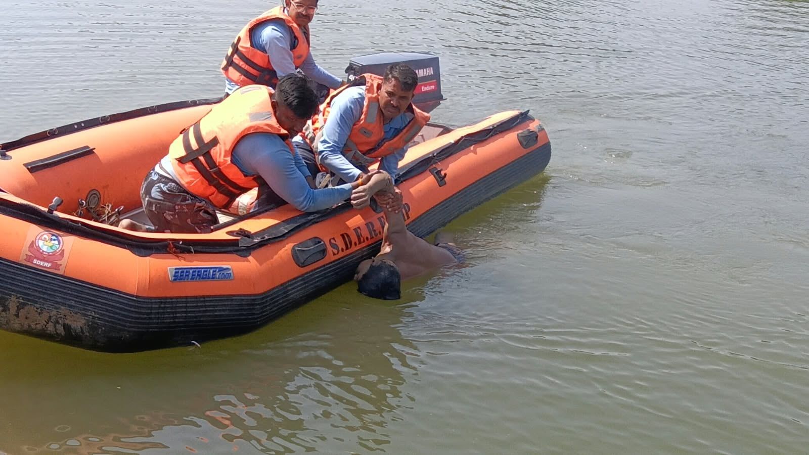 उज्जैन- एसडीईआरएफ और होमगार्ड की टीम ने चलाया रेस्क्यू अभियान
