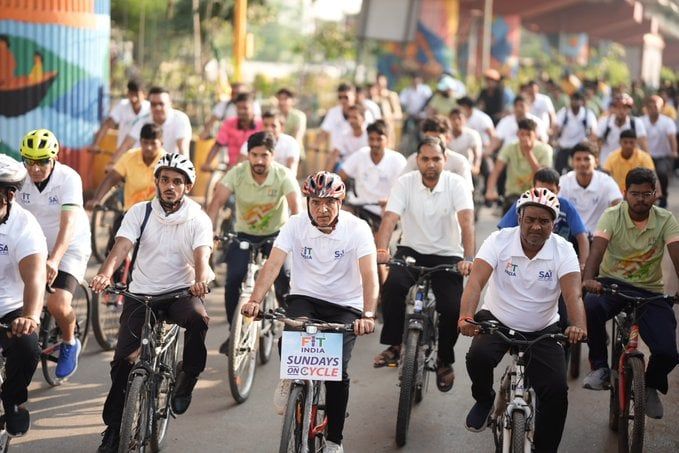 वाराणसी: नमो घाट पर आयोजित हुआ 'संडे ऑन साइकिल' का 94वां संस्करण